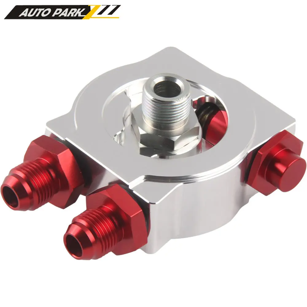 Aluminum CNC AN8 AN10  turbo thermostat oil sender adaptor cooler sandwich plate filter adapter 3/4-16UNF M20X1.5