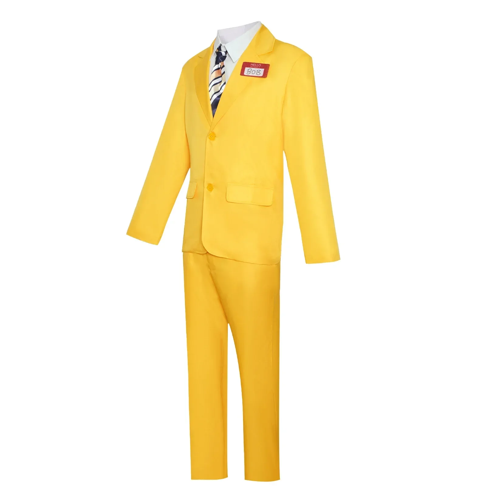 Film BOB Costume Cosplay BOB Abito uniforme giallo con parrucca da cravatta per uomo Vestito Travestimento di Halloween Vestito da festa di carnevale