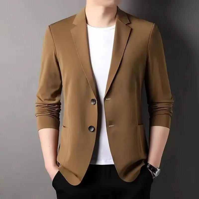 Spring Summer Men Ice Silk Thin Casual Sunscreen Blazer Fashion Casual Male Clothes Long Sleeve Big Size Slim Solid Blazers Coat