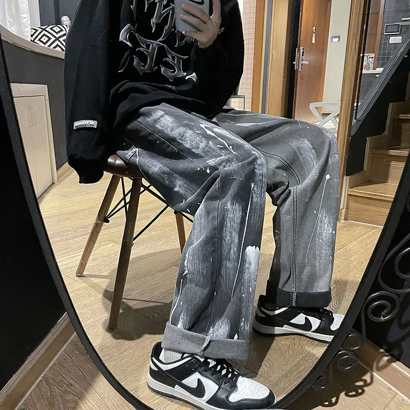 

Autumn and Spring Baggy Jeans Men's Fashion Casual Straight Jeans Men Streetwear Hip Hop Loose Denim Pants Mens Trousers C109