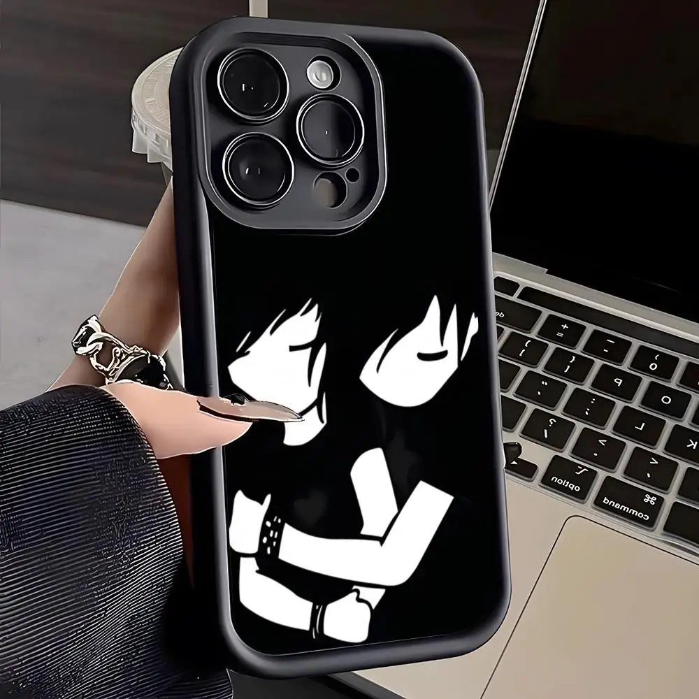 Love Black And Cute Emo Phone Case For IPhone 16 Pro Max 17 15 Pro 14 Plus 13 12 11 XR XS Max X Soft TPU Back Cover - view 4