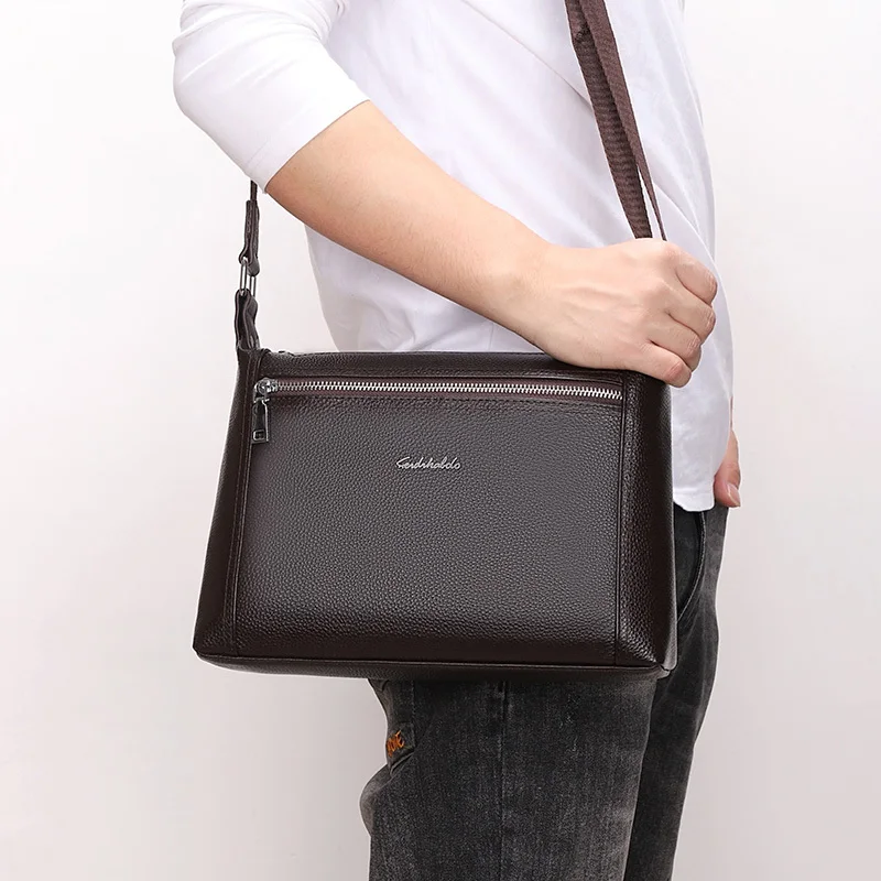 Men's Genuine Leather Shoulder Bag Vintage Casual A4 Cowhide Bag First Layer Cowhide Messenger Bag Handmade Satchel Bag