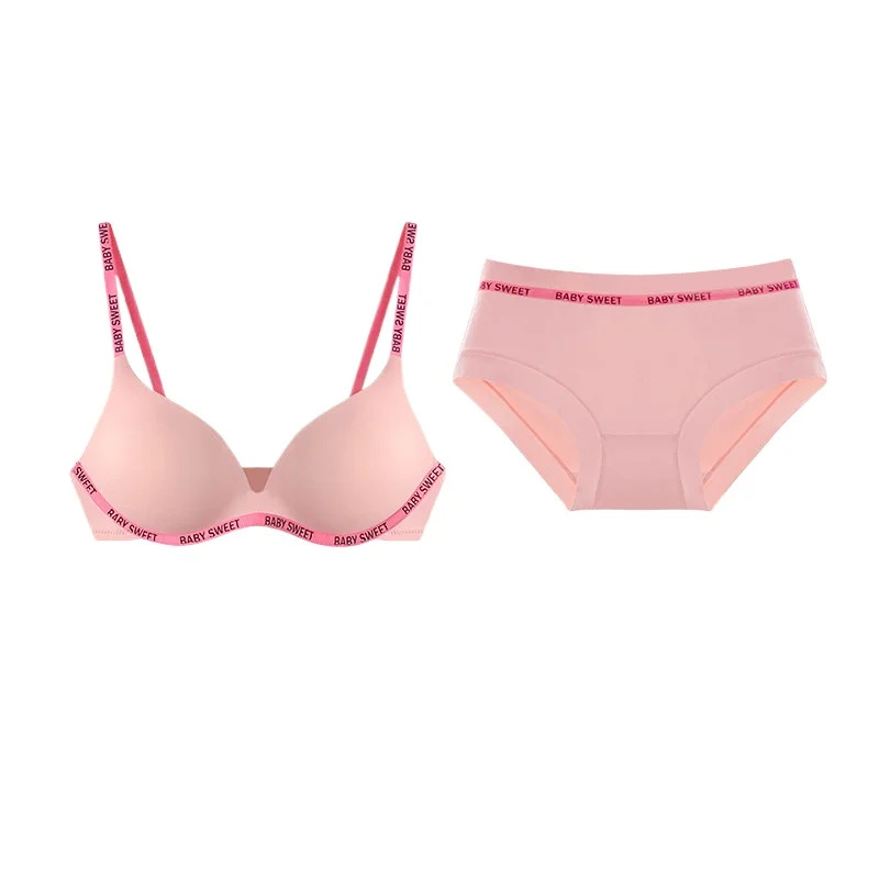 Conjunto de Sutiã Sem Costura Estilo Japonês Colorido Dopamine para Mulheres, com Efeito Push Up, Suporte Antiflacidez, Bojo Fino e Lingerie Macia