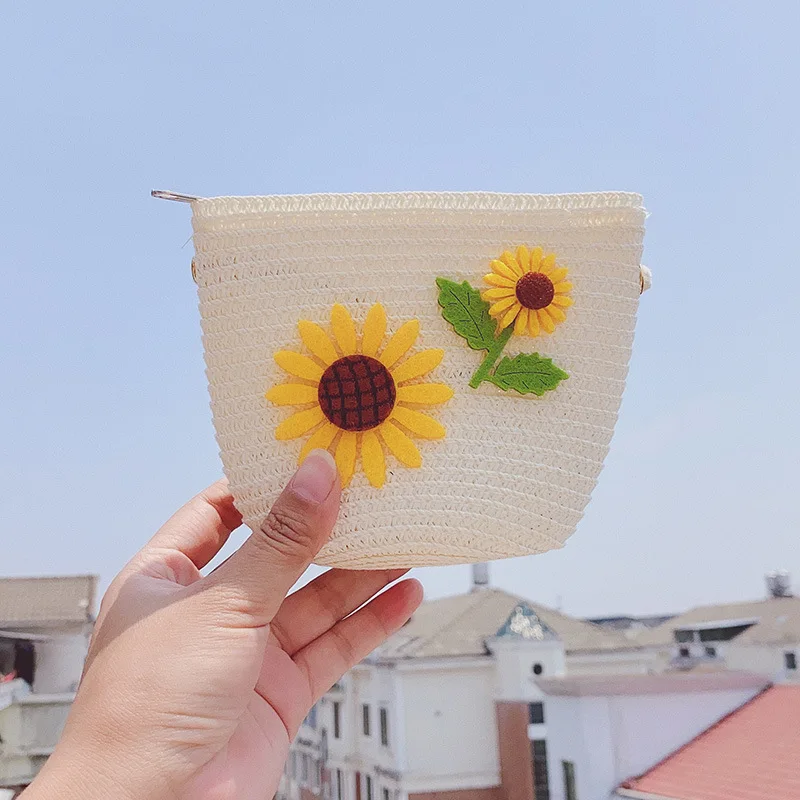 Cute Sun Hats for Kids Sunflower Summer Sun Hat Visor Cap Straw Hat Bag For Girls Kids Beach Travel Hat Girl Cute Sunscreen Cap