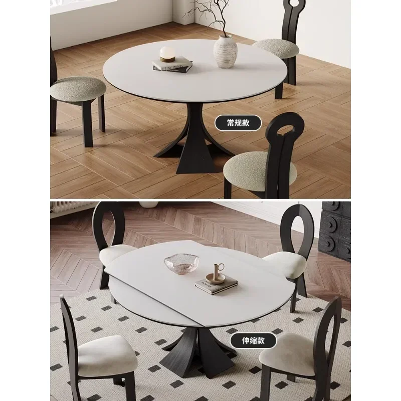 

Pure White Stone Plate Dining Table French Retro