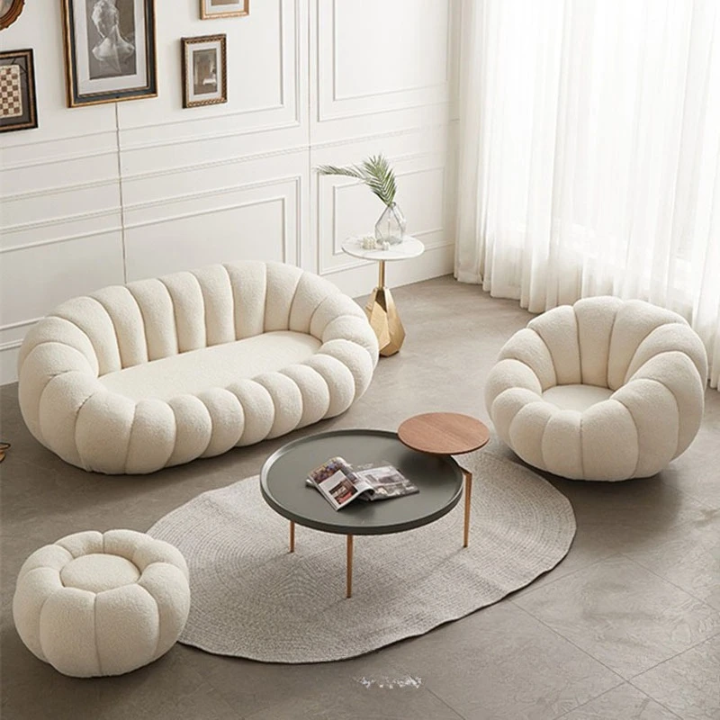 Nordic cream style fabric sofa simple small apartment living room bedroom study lazy combination sofa