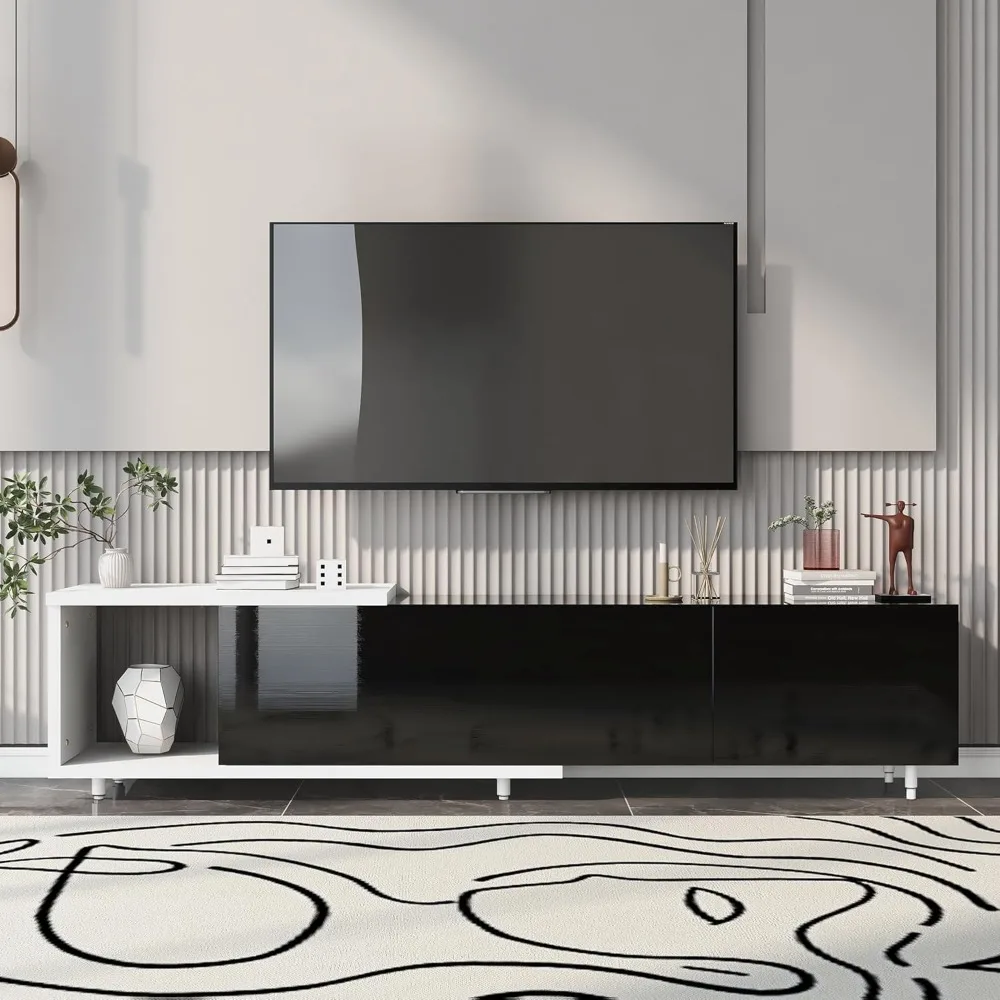 

TV Stand Fits TVs up to 90 inches Modern Extended Entertainment Center with Storage Cabinet Extra Long Wood Media Console