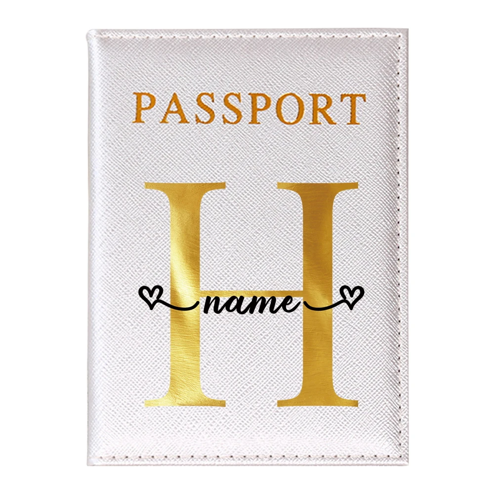 Customizable Name Initials Text Passport Holder RFID Blocking Ultra-Thin Travel Document Bag Synthetic Leather ID & Credit Card