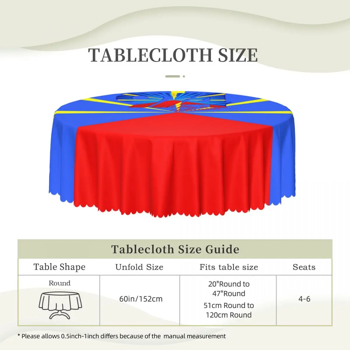 Round 974 Reunion Island Logo Tablecloth Waterproof Oil-Proof Table Cover 60 inches Reunionese Proud Table Cloth