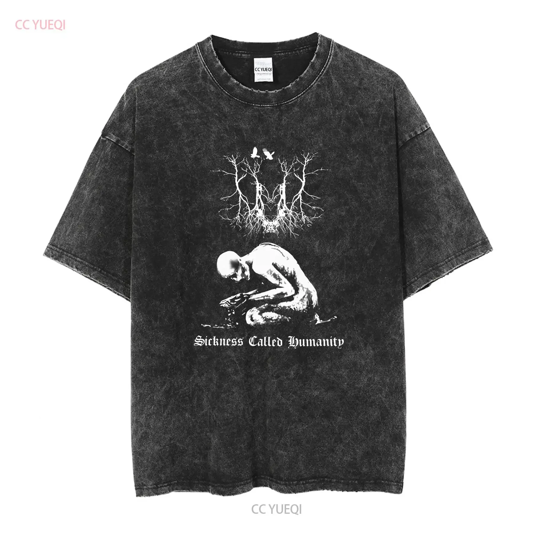 SAD Sickness Called Humanity T Shirt L DSBM Xasthur Lifelover Abyssic Hate Rare vintage Washed fashion Stretched graphic Unisex