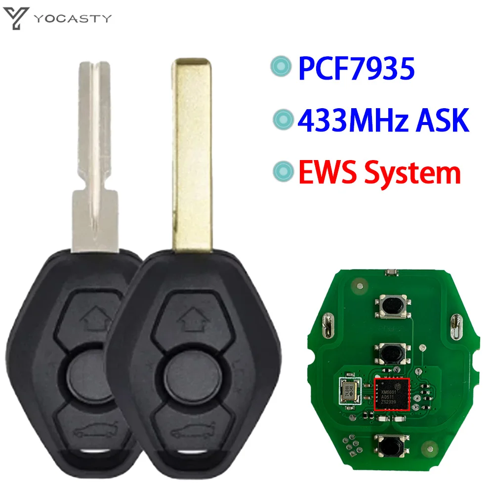 YOCASTY 3 Buttons EWS System Remote Key 2 Track For BMW X3 X5 Z3 Z4 3 5 7 Series with HU92 Blade PCF7942-44 2004 2005 2006 2010