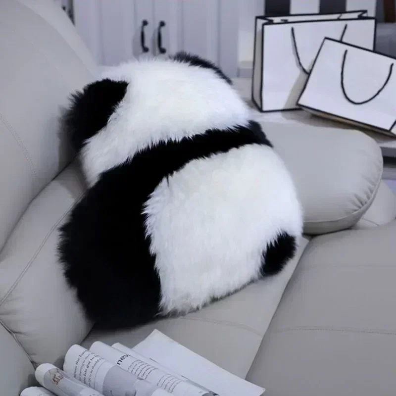 Super Cute Angry Panda Back View Throw Pillows 100% Wool / Artificial Wool Back Cushion for Bed Sofa Cushion Floor Cushions Cozy