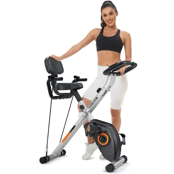 

YOSUDA Exercise Bike, Folding Exercise Bike for Seniors 330LB/270LB Capacity, Magnetic X-Bike with 16-Level Resistance