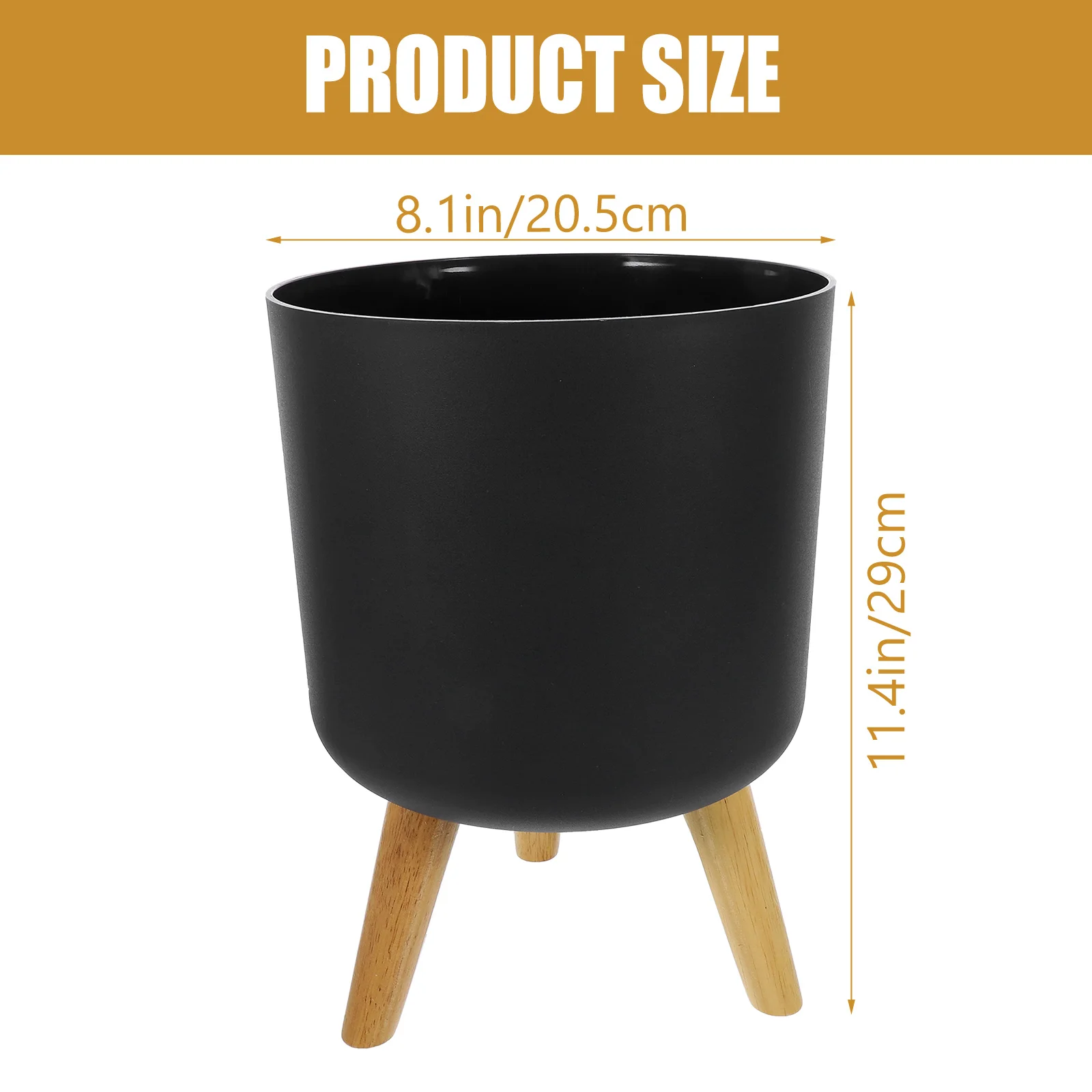 Front Modern Flower Pot with Wooden Leg Bracket for Bedroom and Living Plant Shelf Indoor