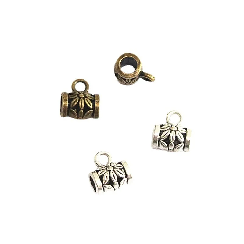 

80Pcs Antique Silver Plated Bronze Color Charms Bail Beads Pendant Clip Clasp Connectors For Bracelet Jewelry Making