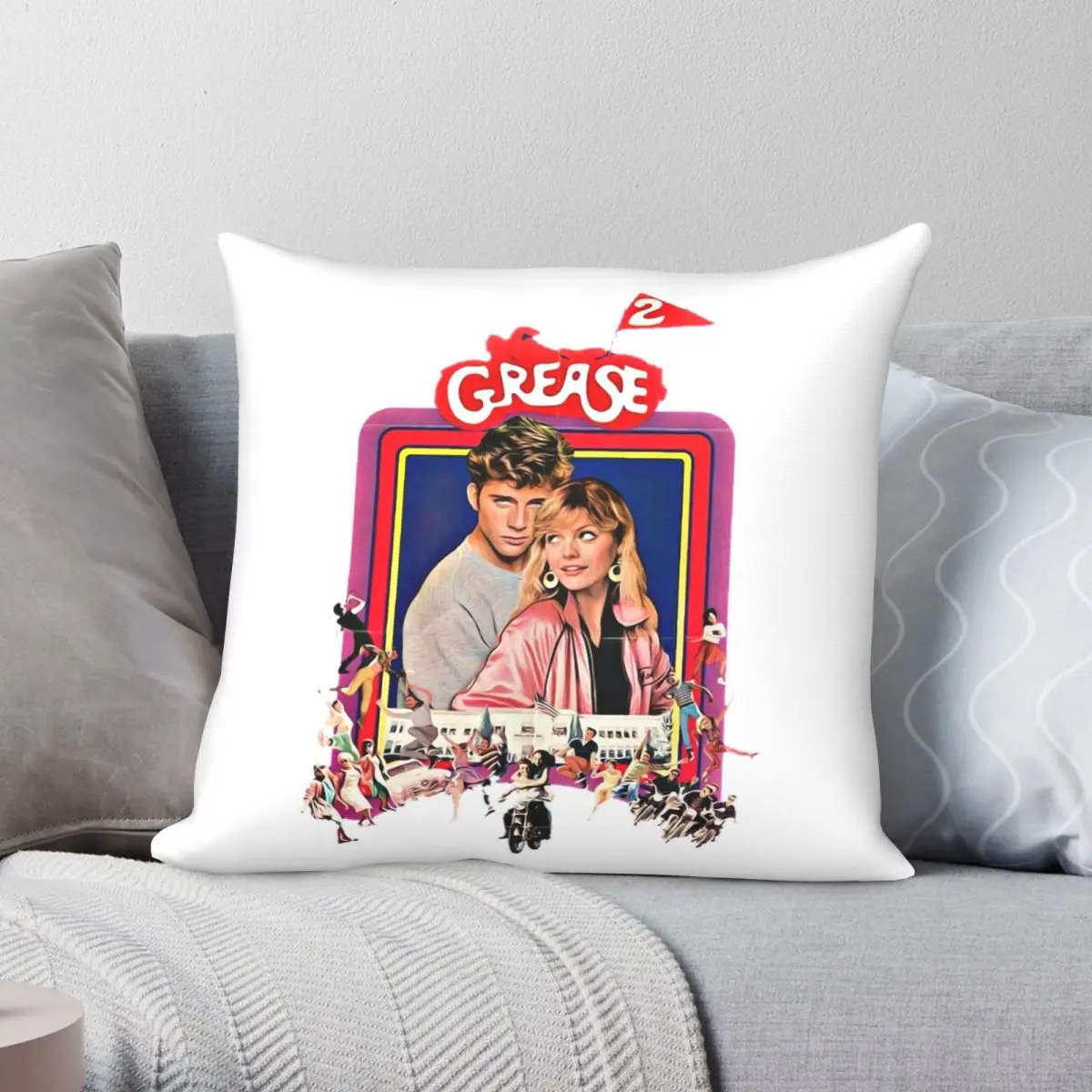 Grease 2 Classic 80's Film Square Pillowcase Polyester Linen Velvet Pattern Zip Decor Throw Pillow Case Bed Cushion Cover