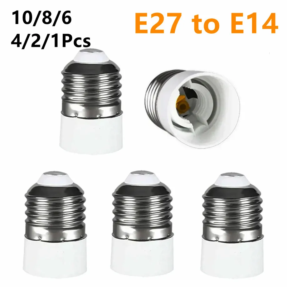 

10-1PCS E27 To E14 Lamp Holder Converter Fireproof Material E14 Socket Adapter E27 Lamp Base Screw Mouth Changer