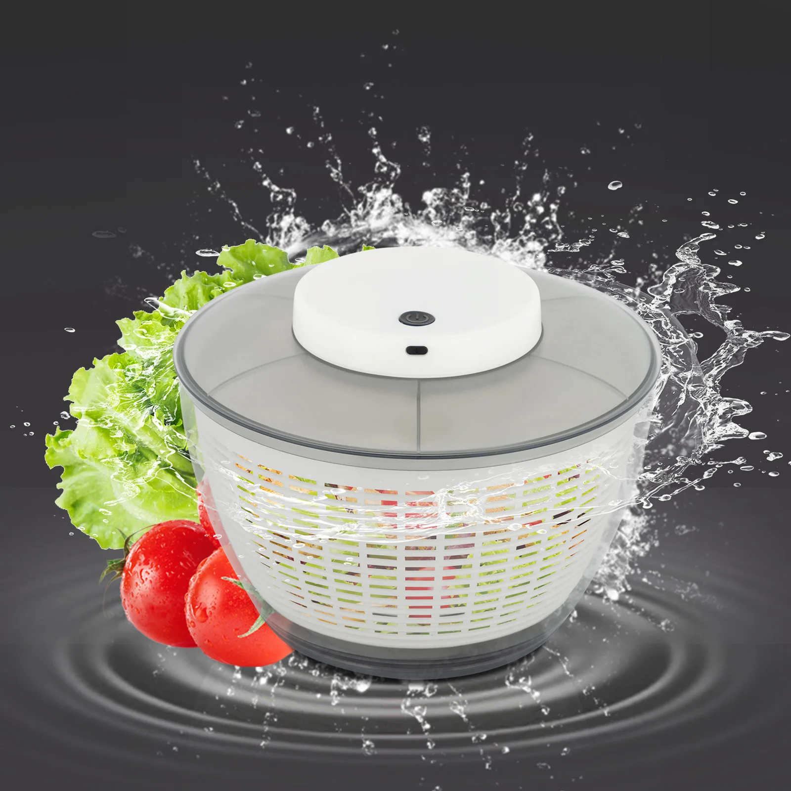 4.3Qt Salad Spinner, Electric Salad Spinner Large, Vegetable Washer Dryer, Easy-to-Use Kitchen Ware