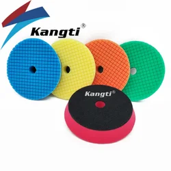 Kangti 5lnch(125mm)/6 Inch(150mm) Beveled Grid Sponge Foam Polishing Buffing Pads for Car DA/RO/GA Polisher