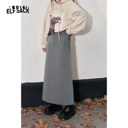 ELFSACK Korean Fashion Skirts Women 2023 Winter New A-line Elegant Luxury Bottom