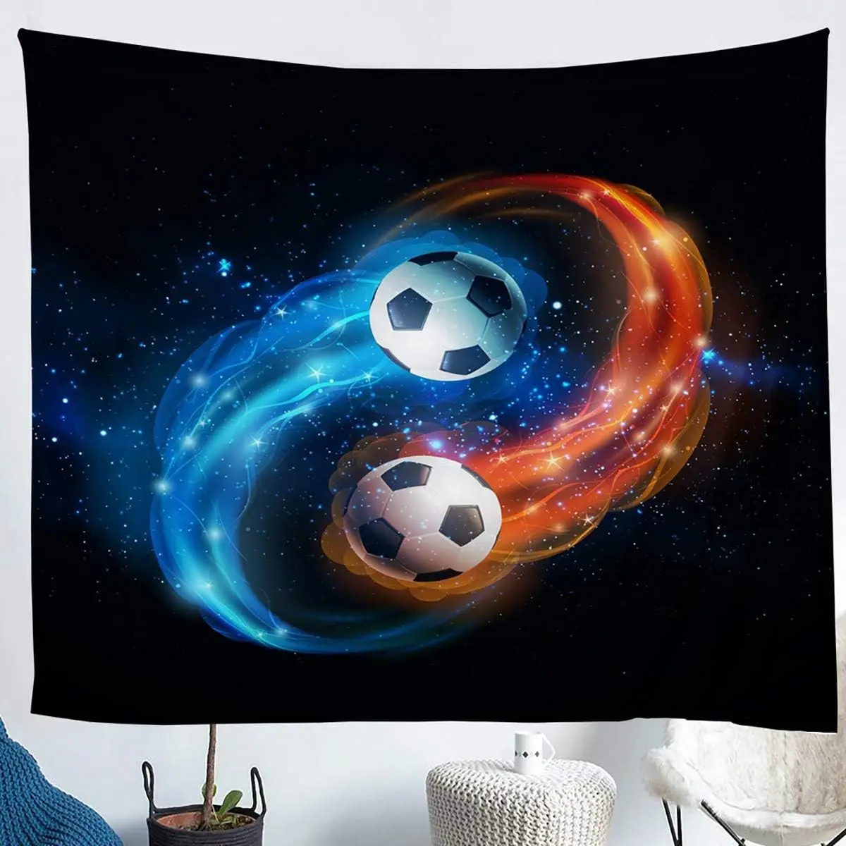 Football Wall Blanket 3d America Football Print Wall Hanging Soccer Ball Pattern Tapestry for Bedroom Teens Girls Kids Boys