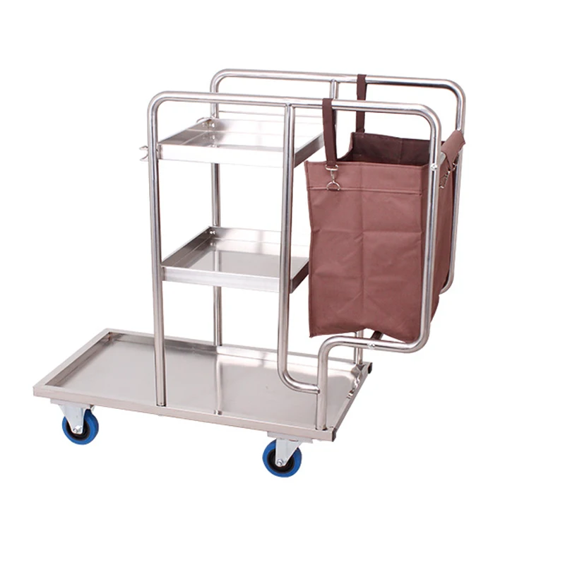 Cleaning Car Cleaning Car Stainless Steel Multi-function Trolley Property Cleaning Tools Hotel Linen Cart
