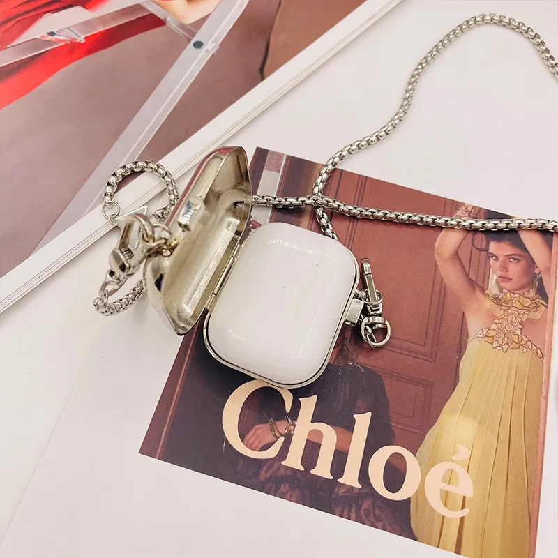 Tas Mini Logam Earphone Mini Ransel Diagonal Tas Persegi Serbaguna Tas Wanita Dekoratif Rantai Leher Cermin Huruf