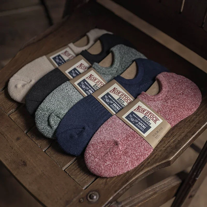 

Non Stock 5 Pairs Low Cut Socks For Unisex Thick Cotton Elastic No-Show Socks