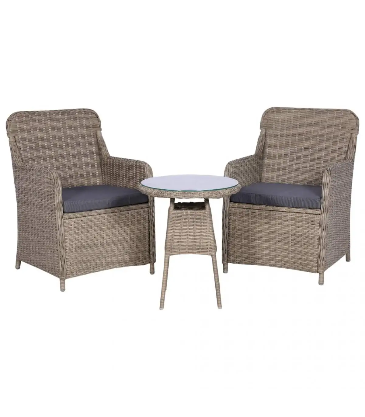 Garden sets Set garden furniture 3 PCs with cushions synthetic brown rattan