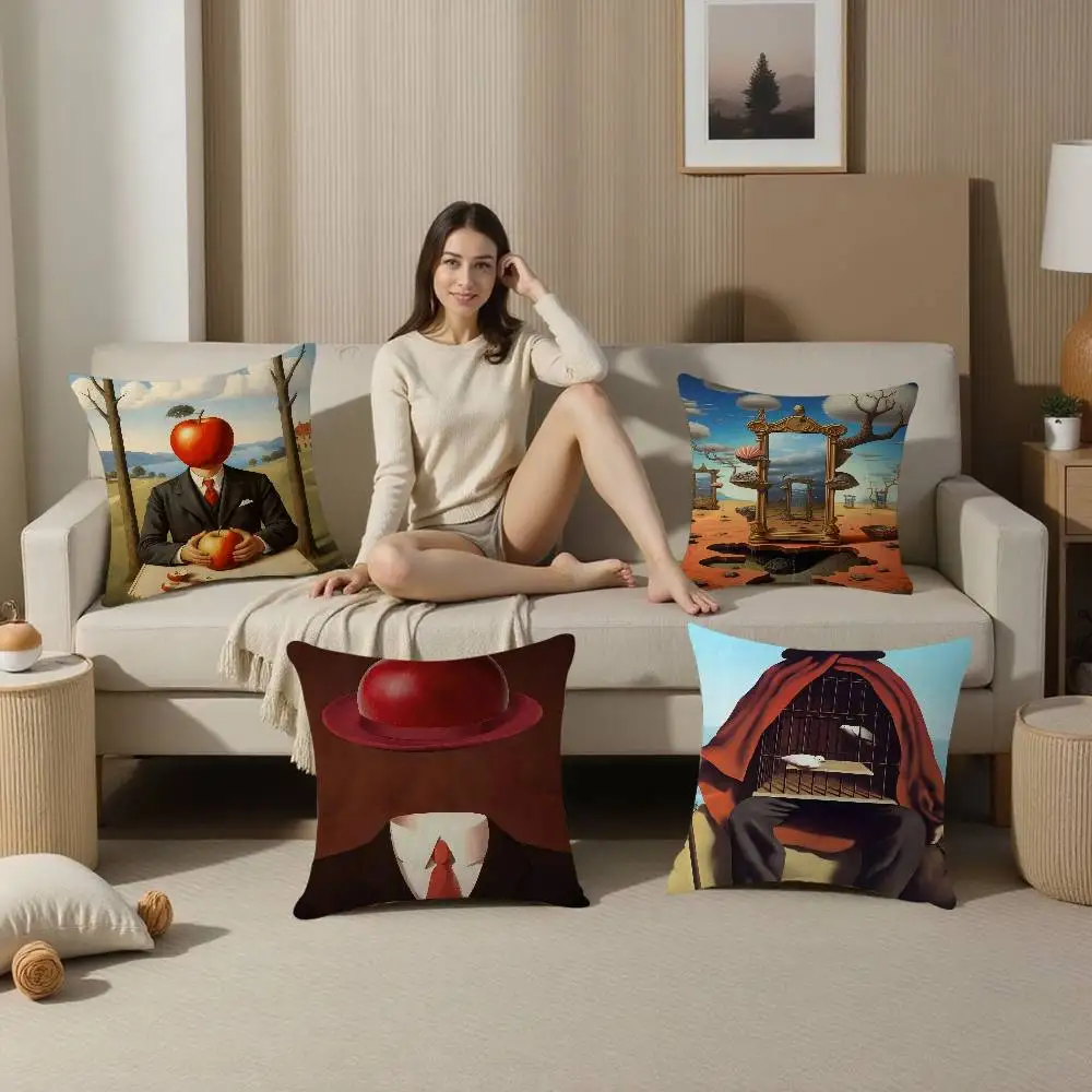 

Abstract Canvas Painting Rene Magritte Son of Man Pillowcase toon Gift Cushion Cover Bedroom Chair Seat Decor pillow case