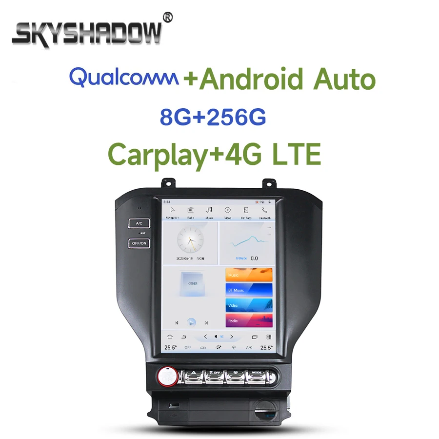 

Tesla Qualcomm Carplay 4G LTE 360 Автомобильный DVD-плеер Android 11,0 8 + 256G LTE Bluetooth Wifi GPS RDS радио для Ford Mustang 2014-2018