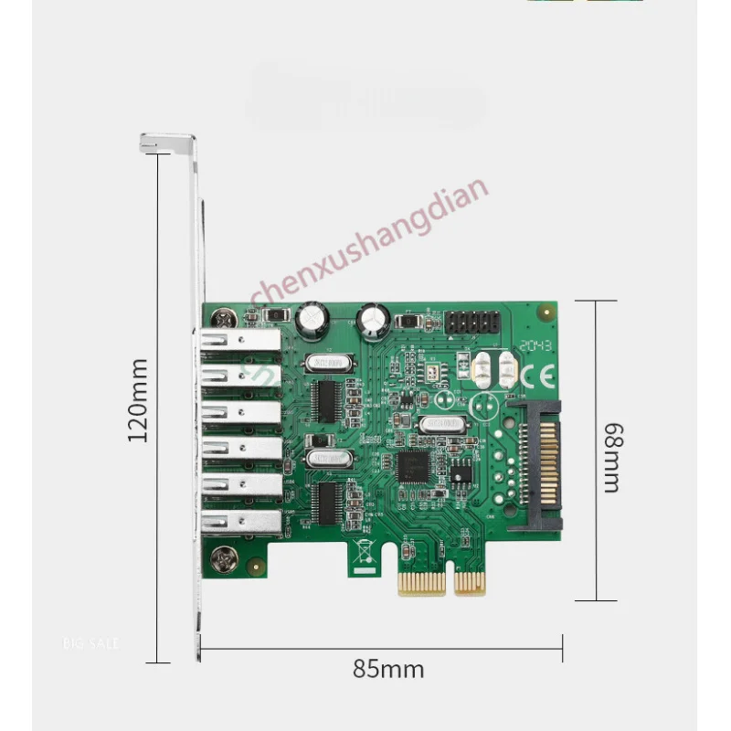 FOR PCIE to usb2.0 expansion card rear six port usb adapter card 9 pins FOR sata