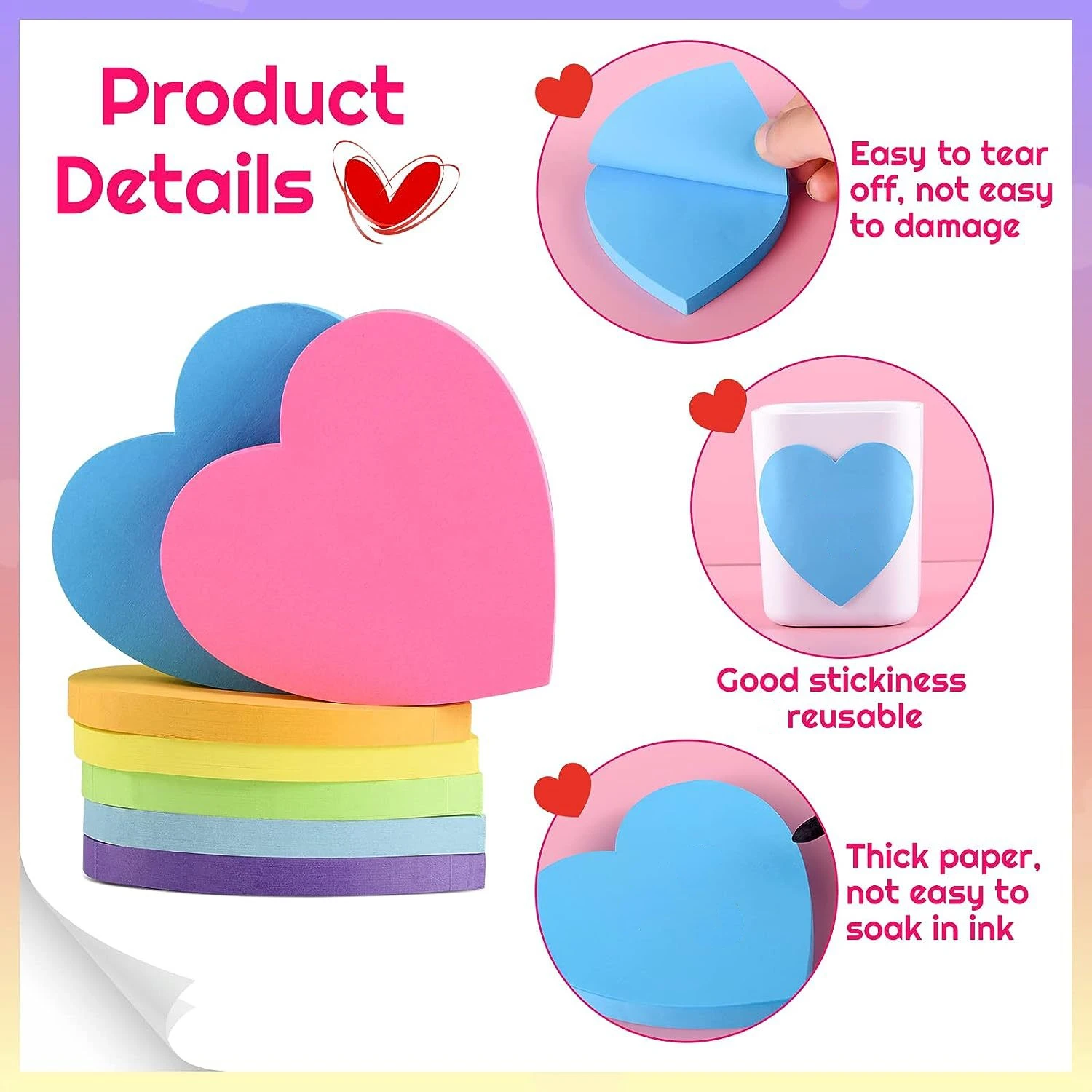 240 pages 8 colors Love shape Sticky Notes Memo Pad To Do List Self-adhesive Notepad Journal Planner Sticker Office Supplies