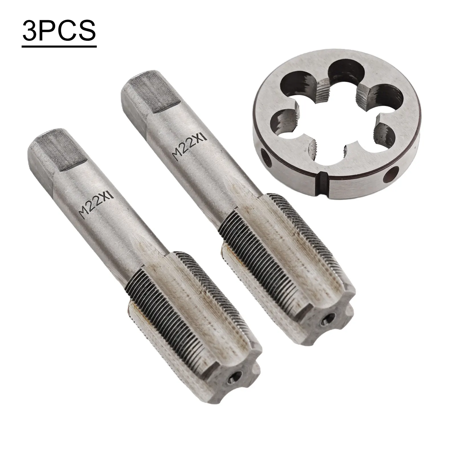 High Speed Steel M22 x 1mm Metric Taper & Tap Set with Dies Tailored to Right Hand Applications Pack of Three Tools