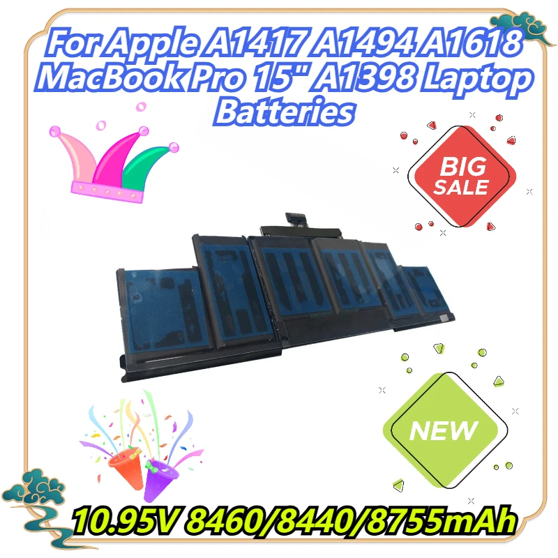 

10.95V 8460/8440/8755mAh For Apple A1417 A1494 A1618 MacBook Pro 15" A1398 Laptop Batteries