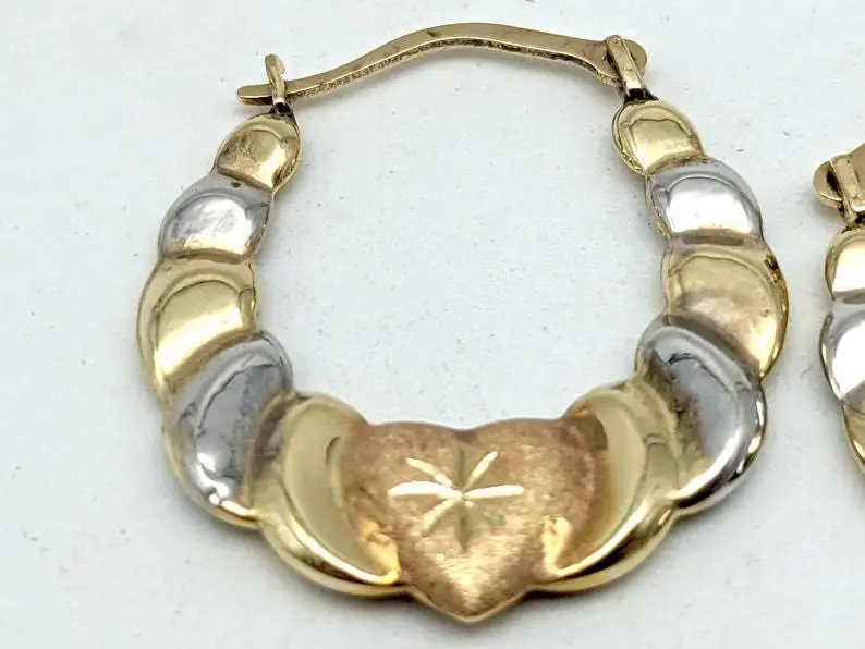 Faionable مزدوجة اللون على شكل قلب هندسية كبيرة الأقراط وصول جديد من سبائك HeCheng جزءا لا يتجزأ من المجوهرات جوهرة اصطناعية