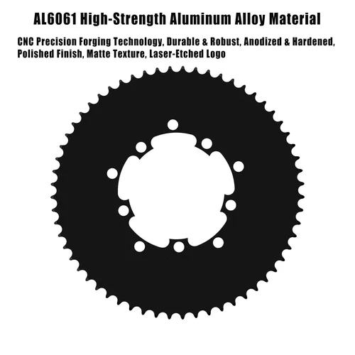 Imagen 2 del producto Plato redondo MAGICBROS, plato de bicicleta de piñón fijo BCD doble de 110/130 mm (50/52/54/56/58/60 T) Componentes de bicicleta Aleación de aluminio