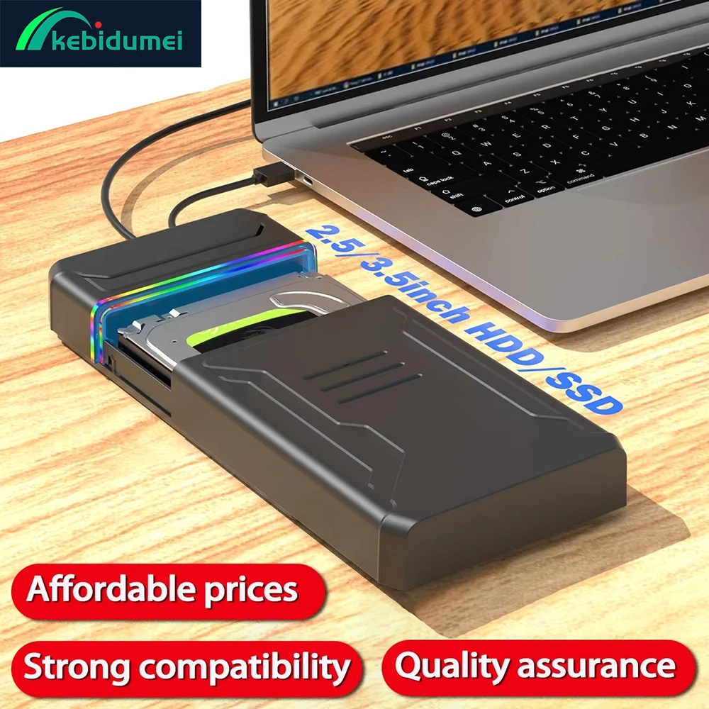 2.5/3.5 นิ้วฮาร์ดดิสก์ SATA ถึง Type C ฮาร์ดไดรฟ์อะแดปเตอร์สูงสุด 6Gbps กล่อง HDD ภายนอกสําหรับ PC แล็ปท็อปเครื่องมือ-น้อยกว่า