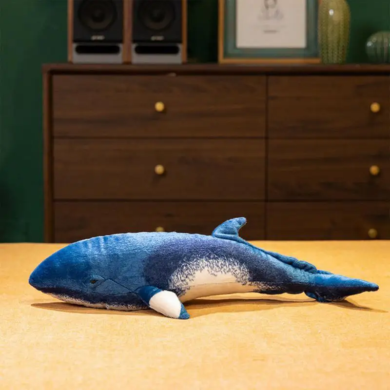 Plush Whale Doll Simulated Stuffed Marine Animal Throw Pillow Adorable Plush Whale Toy for Living Room Bedroom Kid Room Sofa