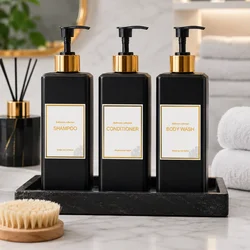 Plastic Pump Refillable Bottles for Shampoo Conditioner Body Wash Bathroom Shower Dispenser 500ML/16.9oz Empty Refill Container