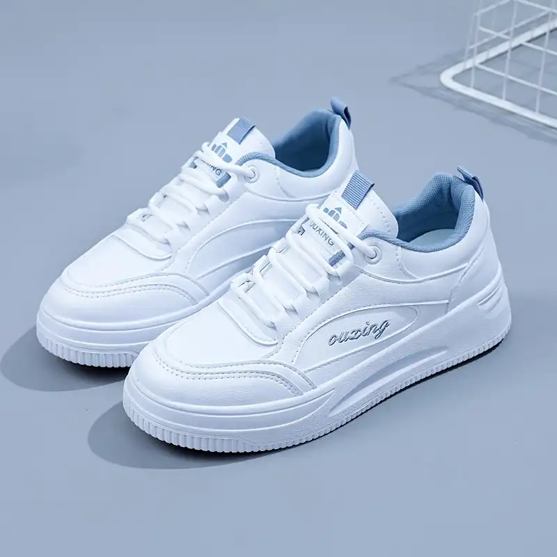 Women's Classic Lace-Up Skate Shoes, Casual Faux Leather Low Top Sneaker, Women's Footwear