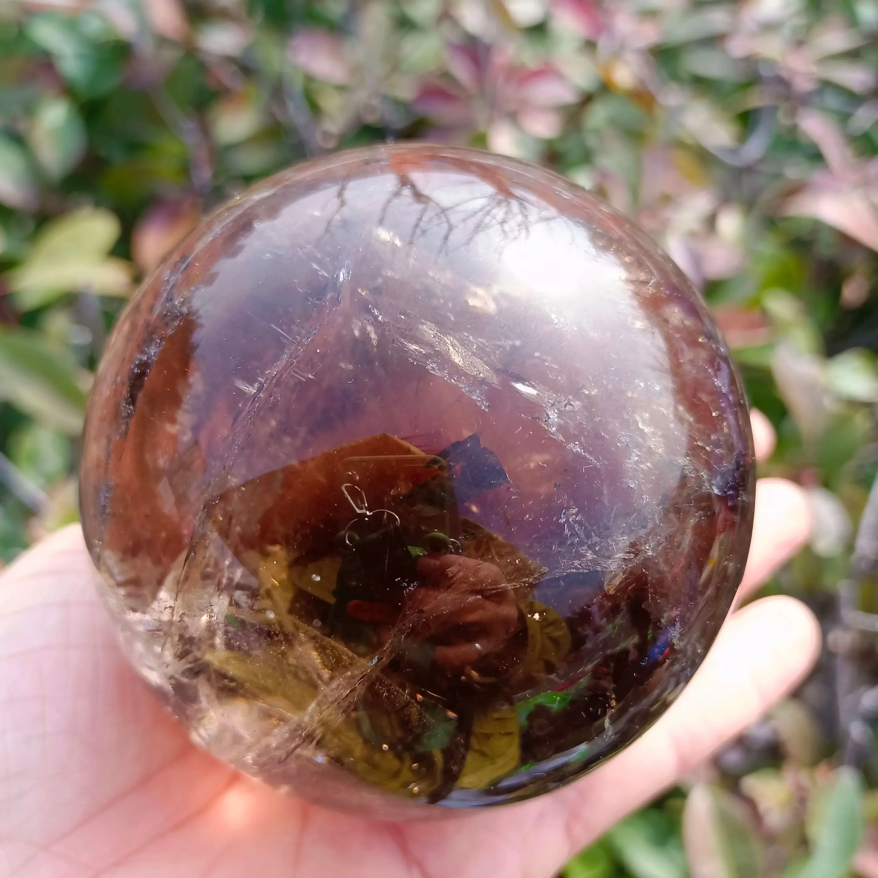 

Natural Formed! Tea Color Transparent Crystal Ball, Brown Quartz Ore Polishing Ball, Mineral, Reiki, Healing Crystal Ball