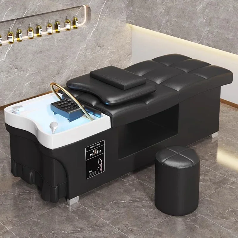 

Luxury Hairdressing Salon Washbasin Seats Shaving Beauty Shampoo Basin Hair Washing Bed Professional Cama Abatible Spa Equipment