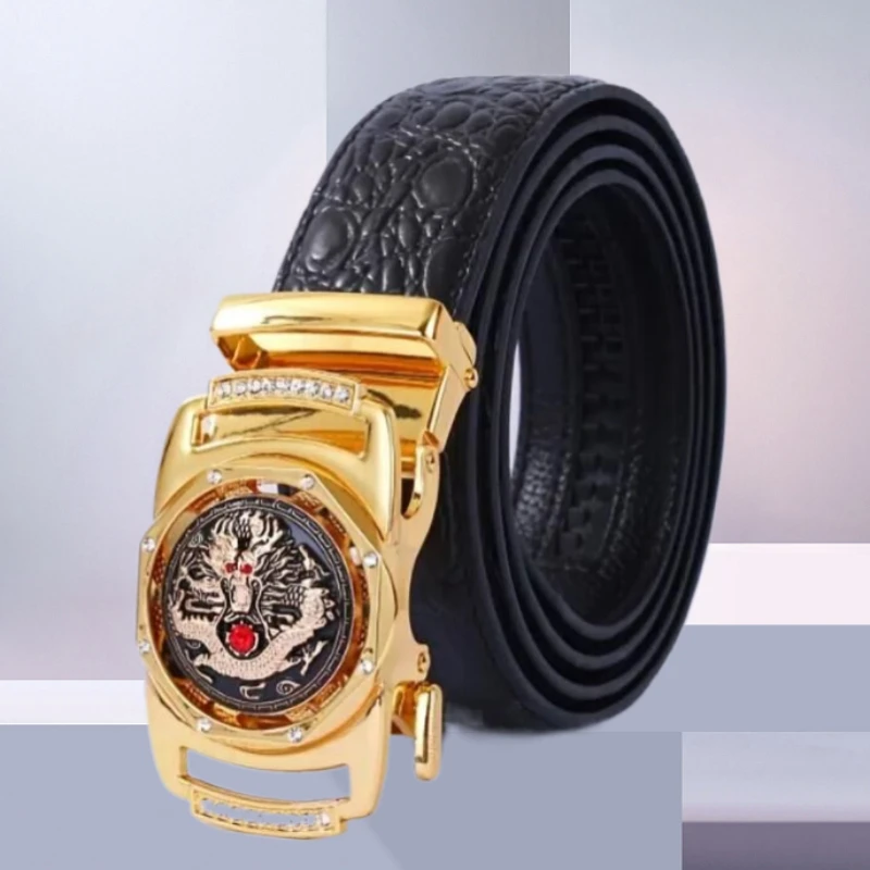 New Men's Cowhide Belt Automatic Buckle Belt and Young Business Fashion Leisure Middle Aged Belt Men luxury designer