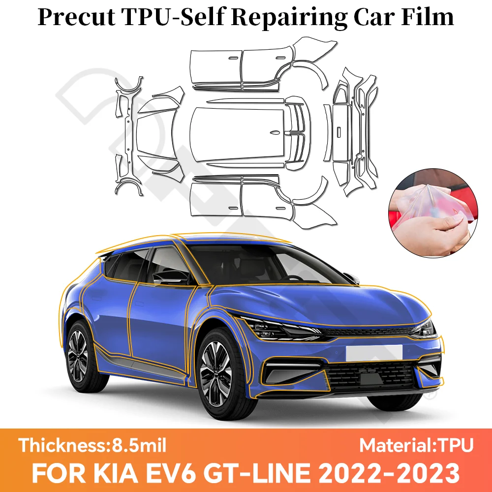 

For KIA EV6 GT-line 2022 Full Car 8.5Mil Clear TPU PPF Pre-Cut Paint Protective Film Anti-Scratch Self-Adhesive Car Accessories