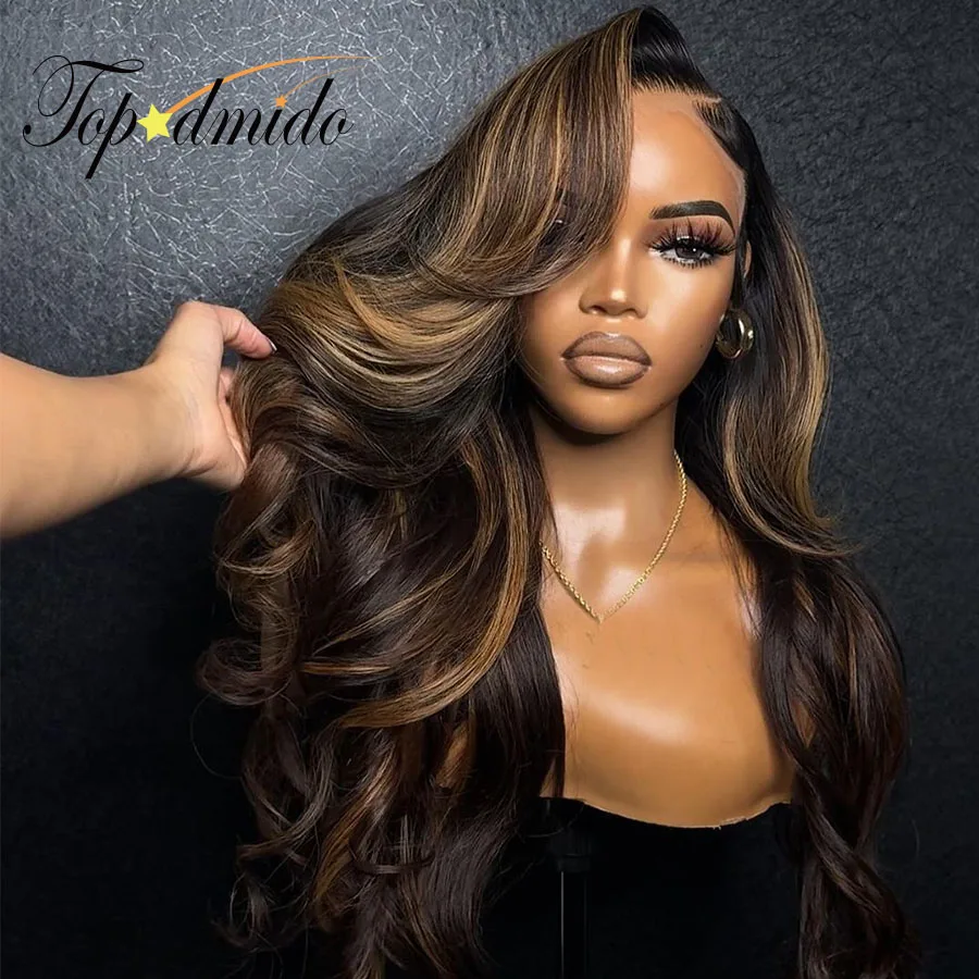 Topodmido Honey Blonde Color 13x4 Peruvian Hair Wigs with Baby Hair 13x6 Glueless Lace Front Wigs Human Hair 4x4  Closure Wig