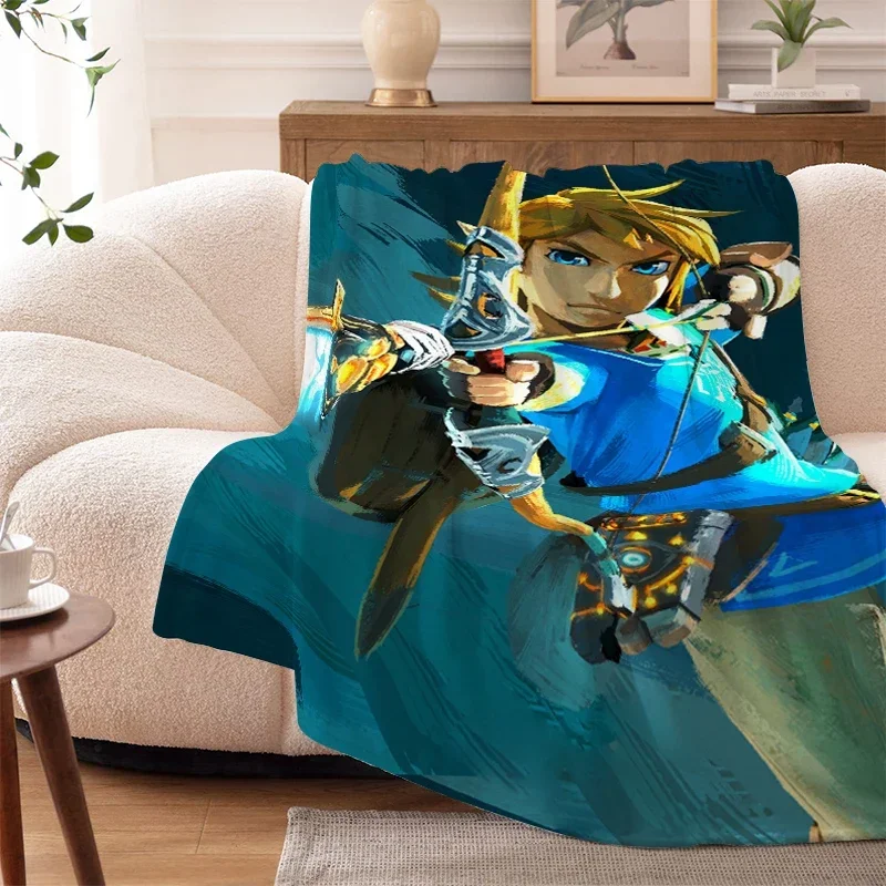 Custom Warm Fleece Blanket for Sofa Bed  Soft Flannel Throw King Size Perfect for Camping Winter Zelda Theme