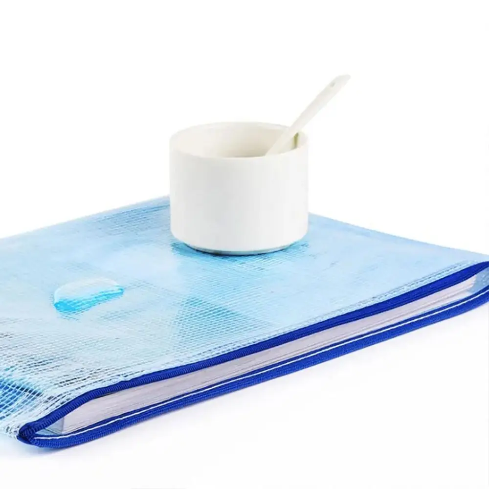 INS Thickened Zipper Grid Bag Waterproof Large-Capacity File Bag PVC Transparent Pen Bag School Office