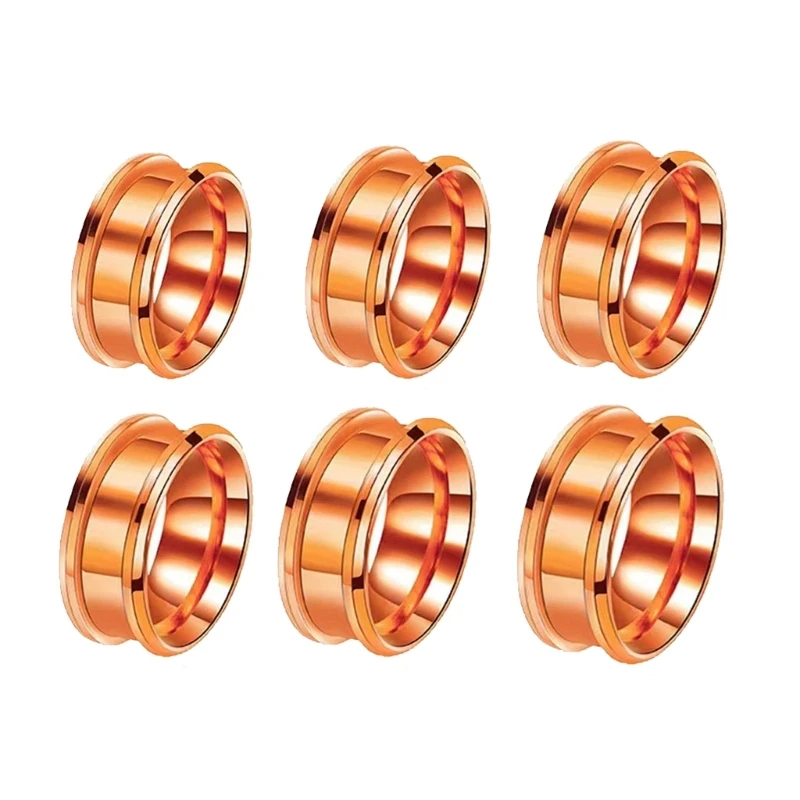 Pack of 6 Trendy Empty Grooved Rings Blanks Rings DIY Rings Materials Fashion Empty Rings Unisex Rings for Party Daily NM