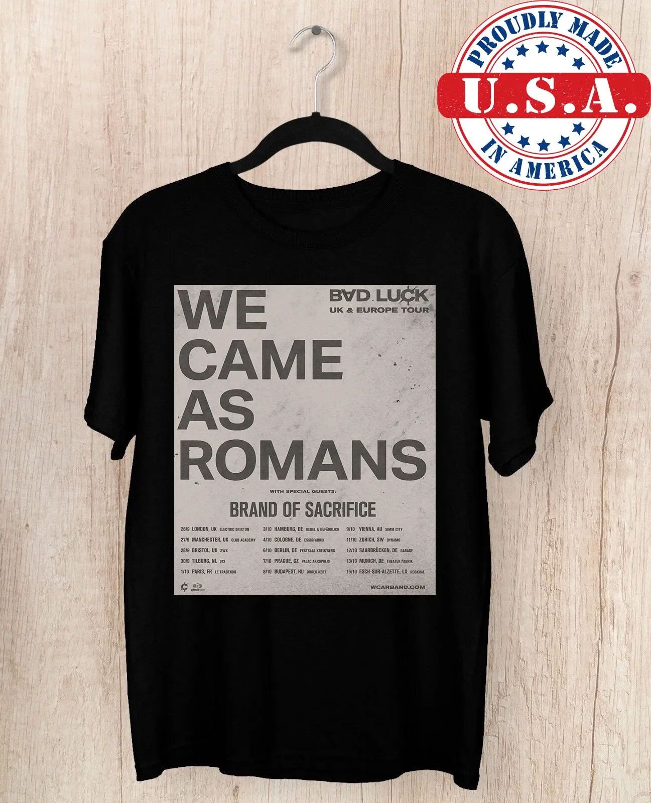 We Came As Romans Bad Luck UK Europe Tour T Shirt Full Size S-5XL